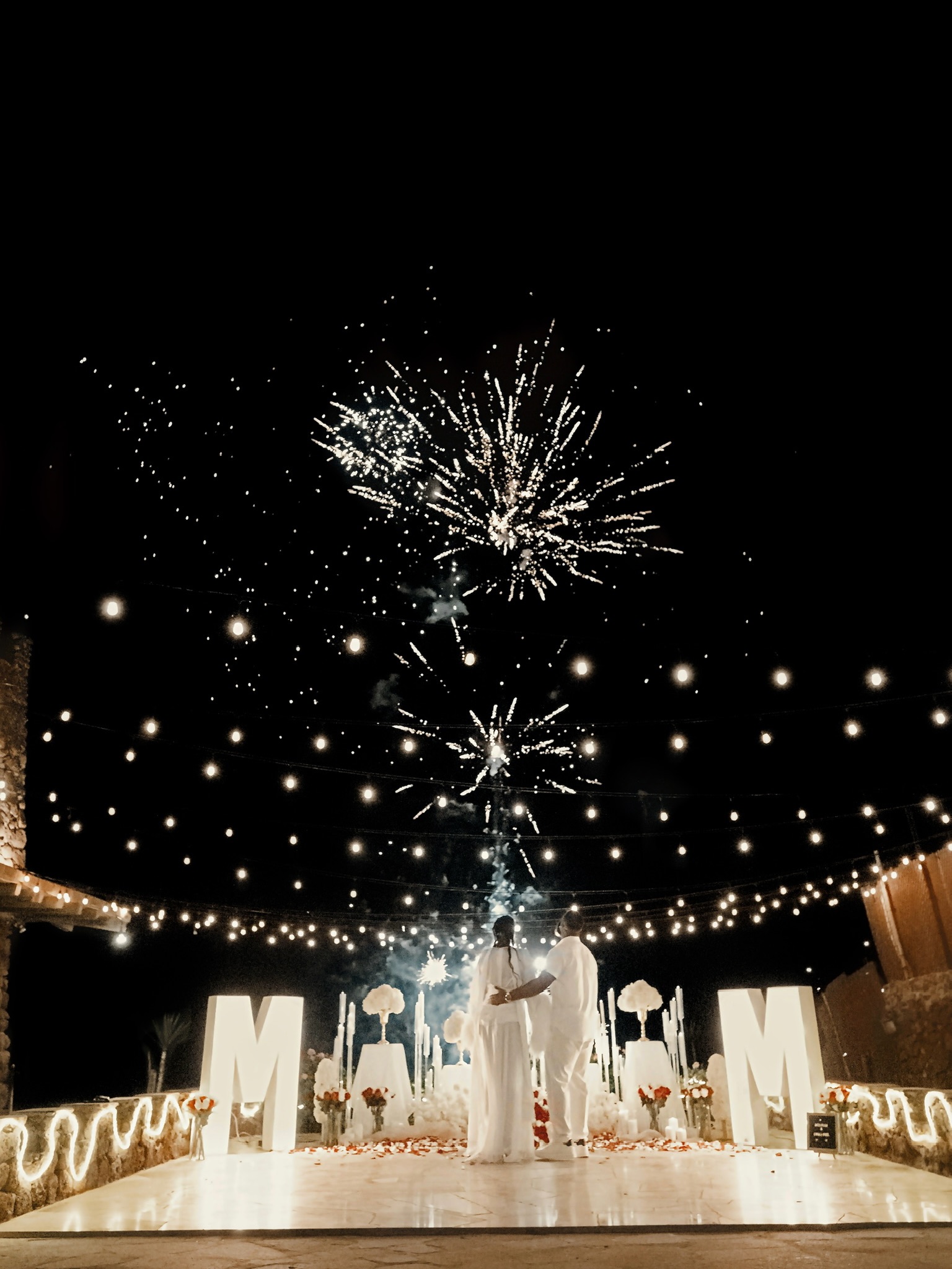 Meraiah Ekeinde Proposal Setup with Fireworks Display