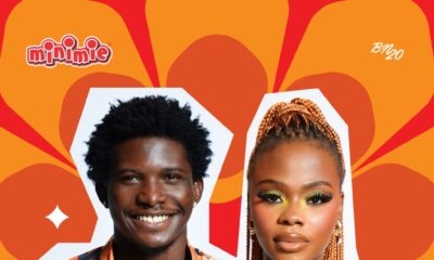 BBNaija Season 11 Week in Review graphic featuring two housemates against a red and orange floral background with the Minimie logo.