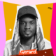 Gerard wearing a baseball cap and patterned scarf overlay with text announcing his eviction from Big Brother Naija Season 11.