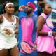 Coco Gauff in white, Frances Tiafoe in pink, and Taylor Townsend in pink holding a tennis racket.