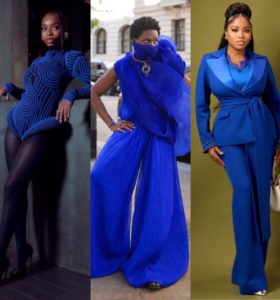 Olandria, Tobe, and Veekee James styled in electric blue fashion looks for fashion week and corporate events