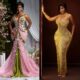 Hilda Baci in a floral corseted mermaid gown and a gold metallic chainmail dress for her 31st birthday.
