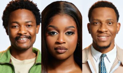 Big Brother Naija Season 11 finalists Aikou, Temi Nkem, and Barry featured together.