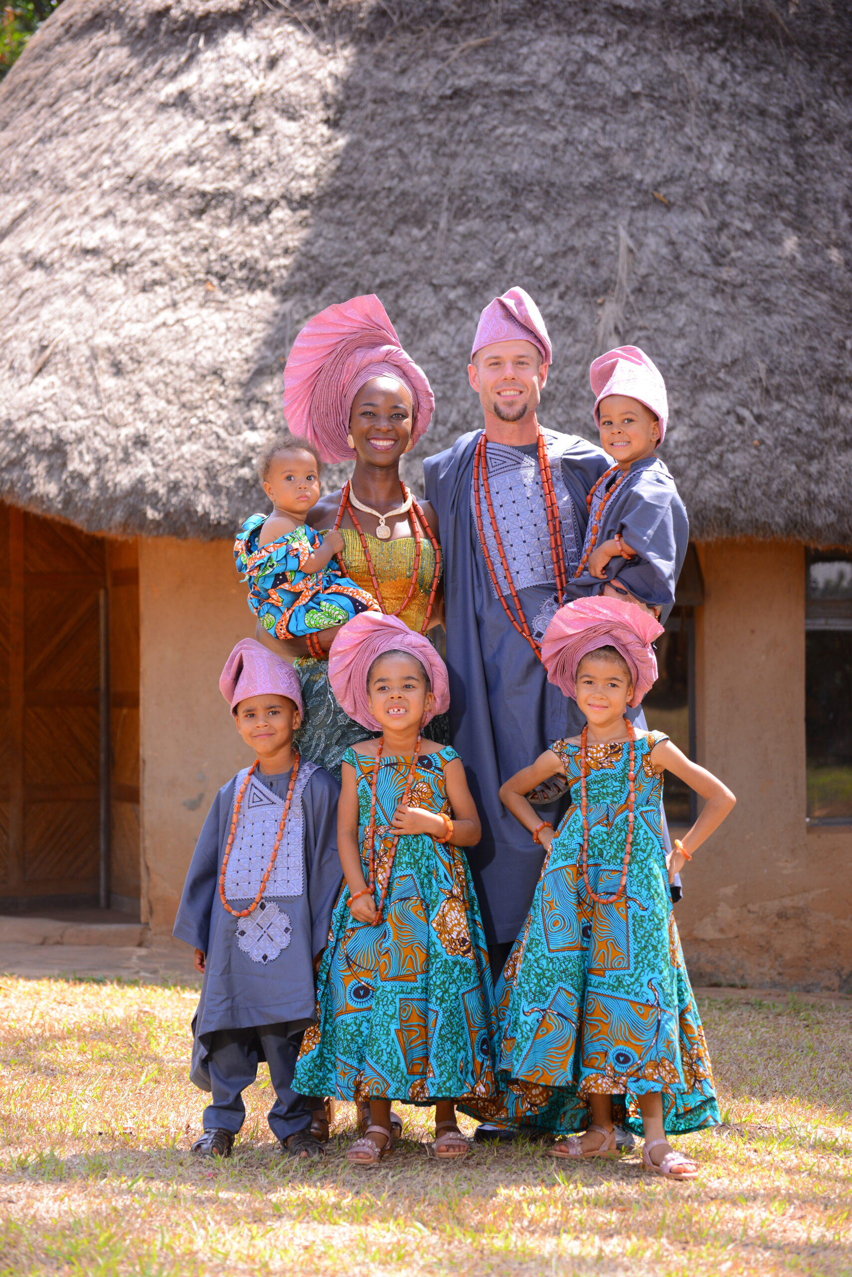 Pablo and Aanu with family in Nigeria
