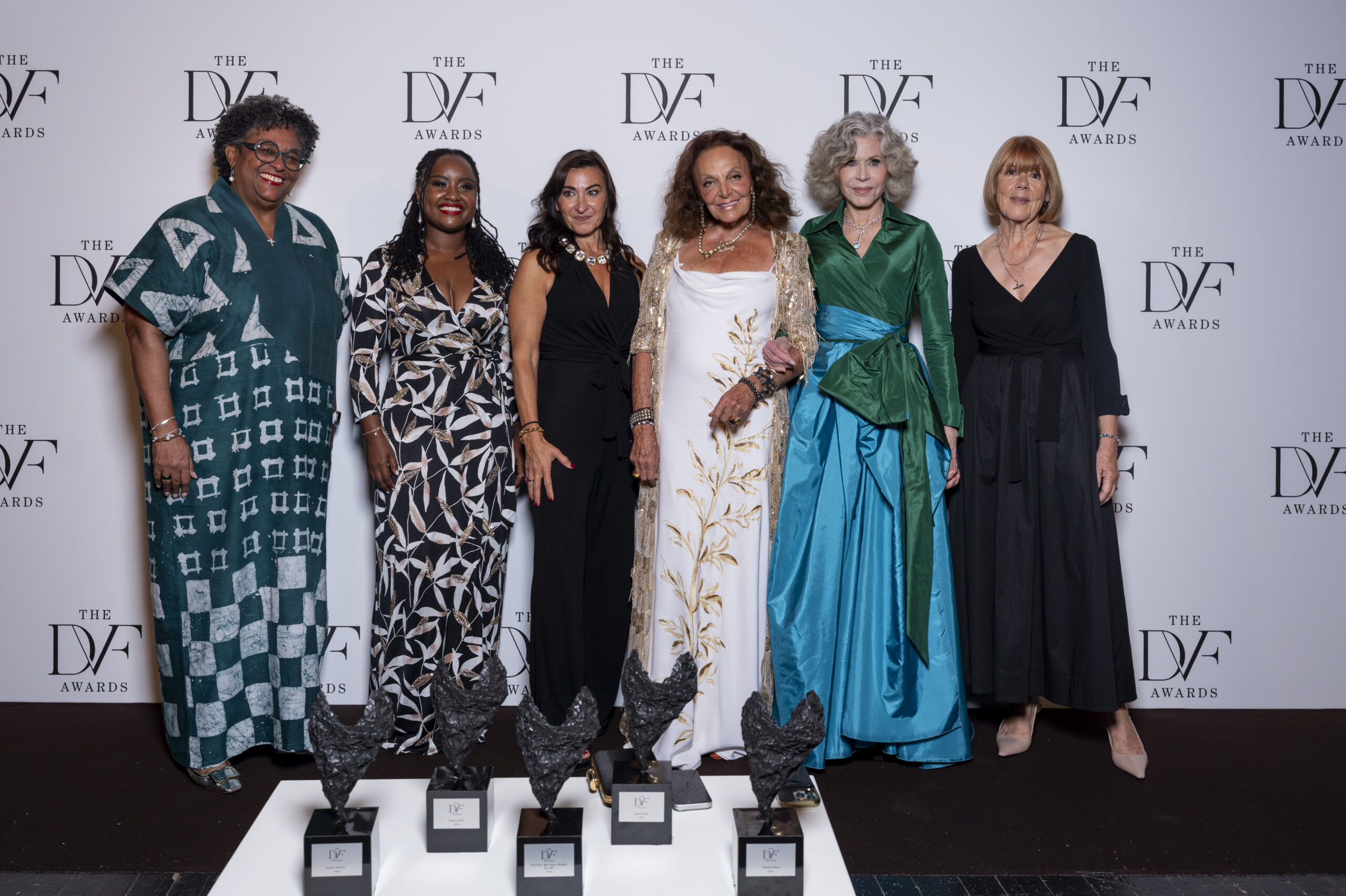 Wawira Njiru with fellow 2026 DVF Award honourees, including Prime Minister of Barbados Mia Amor Mottley, Jane Fonda, Lynsey Addario and Gisèle Pelicot, alongside Diane von Furstenberg at the 17th Annual DVF Awards in Venice, Italy. 