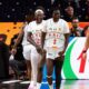Sika Koné and Djeneba N’Diaye celebrating on court during Mali’s victory over Spain at the FIBA World Cup 2026.