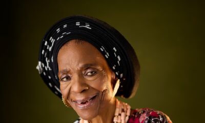 Grace Owoola 96th Birthday Portrait in Sequined Maroon Lace