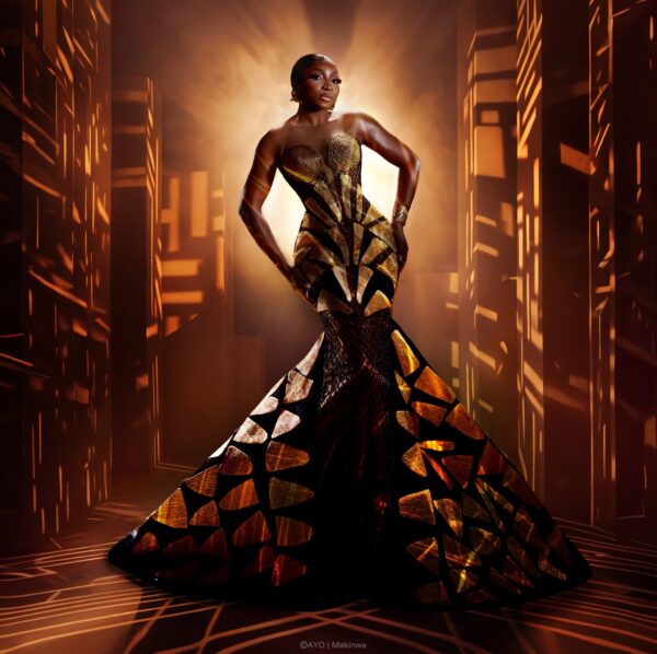 Omowunmi Dada’s Sculpted Gold & Black Gown Is Quite the TIFF Red Carpet Look | See Photos