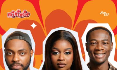 Big Brother Naija Season 11 housemates Ricky, Temi Nkem, and Tram featured on the Minimie Week in Review banner.