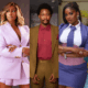 BBNaija Season 11 housemates Sheba, Aikou, and winner Temi Nkem posing in stylish outfits for Guinness finale post-eviction interviews