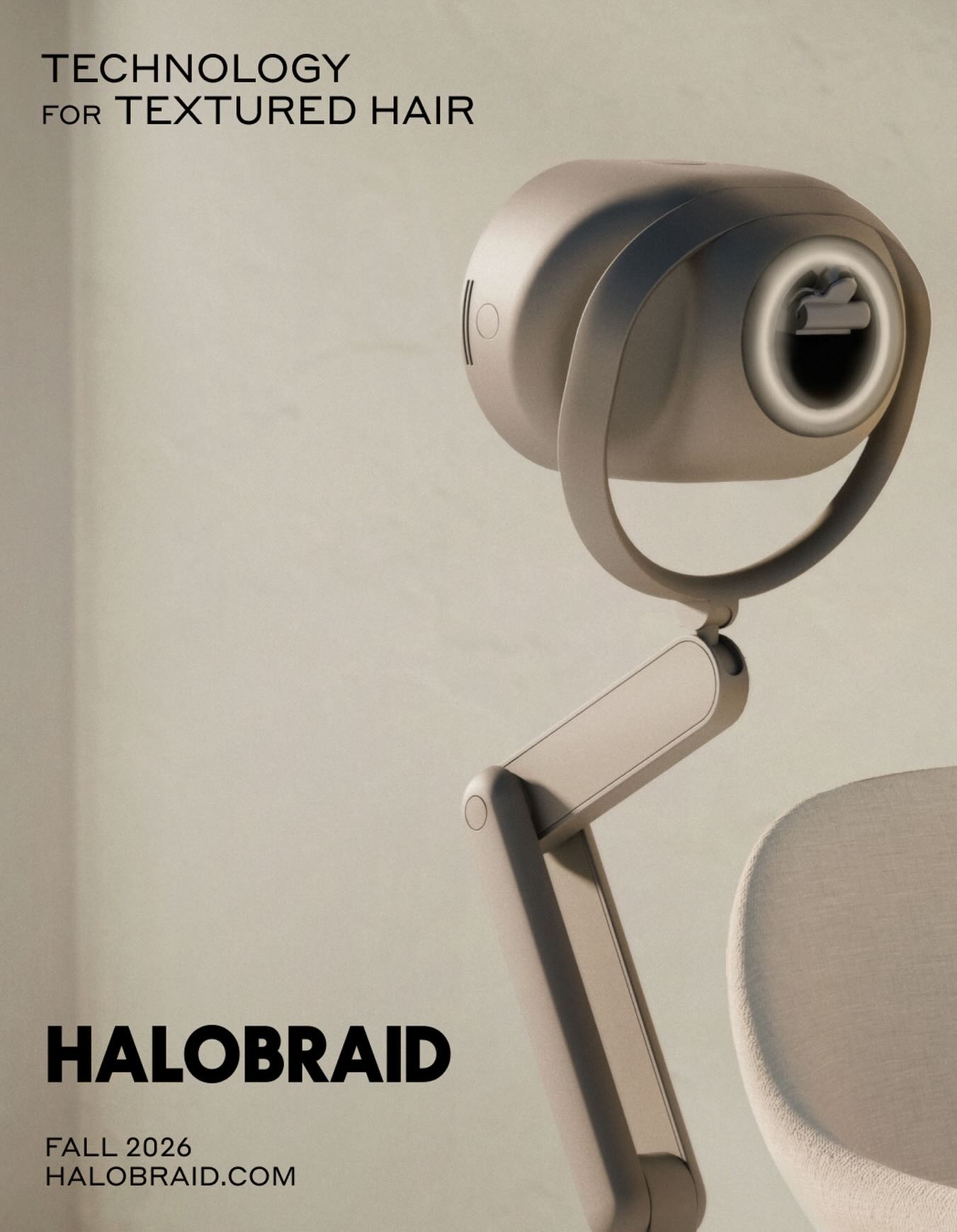 The sleek HaloBraid automated braid-assist device designed for professional hair stylists working with textured hair.