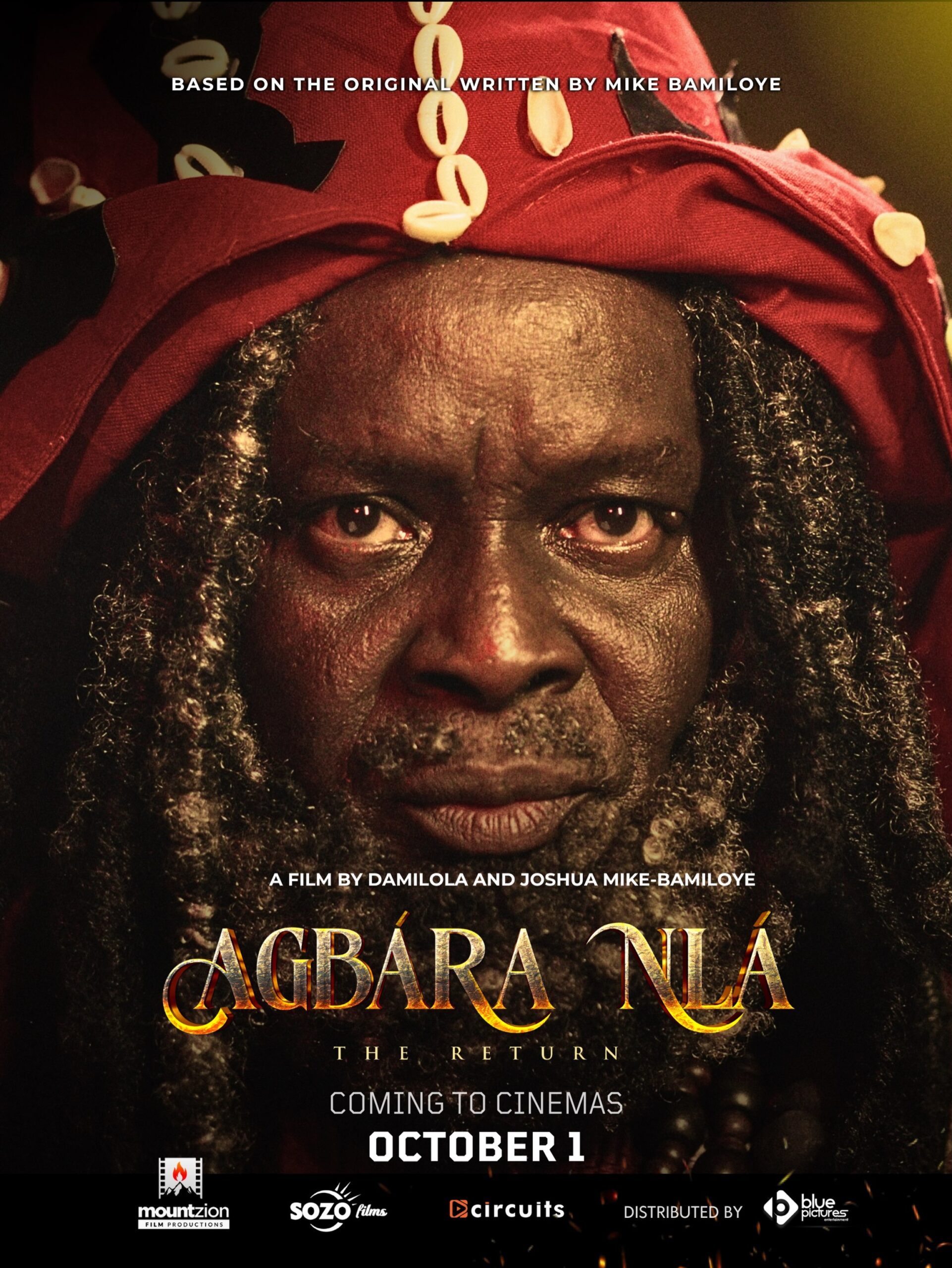 Mike Bamiloye dressed as Isawuru on set for Agbara Nla The Return.