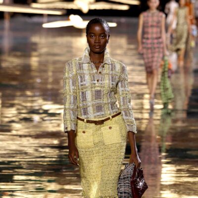 Rachael Ojuromi walking the Chanel Spring Summer 2027 runway at the Grand Palais in Paris.