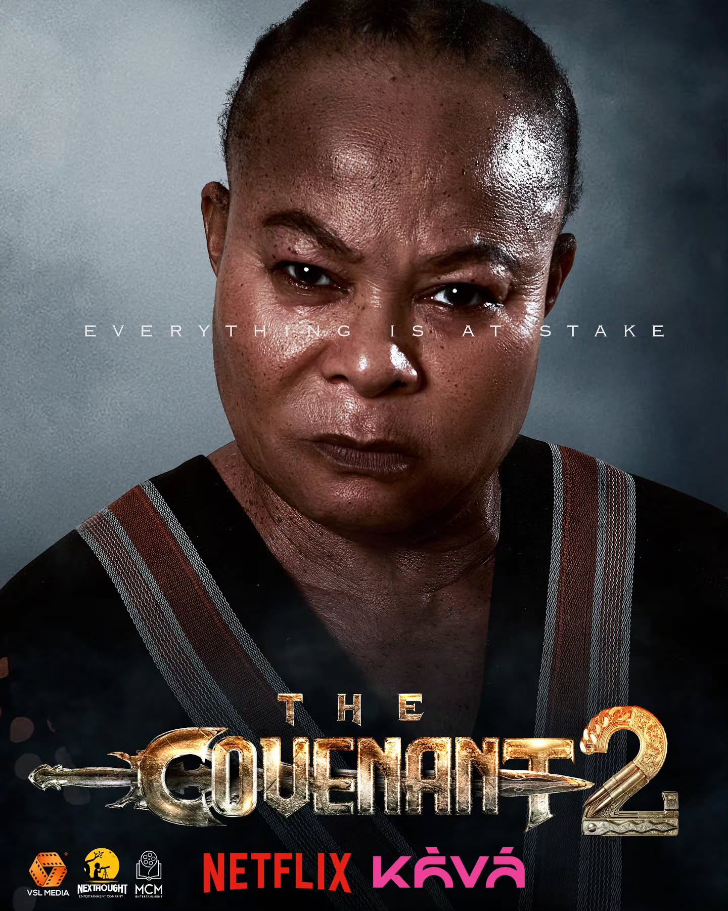 Sola Sobowale as Stella staring intensely on official poster for Nollywood movie The Covenant Part 2