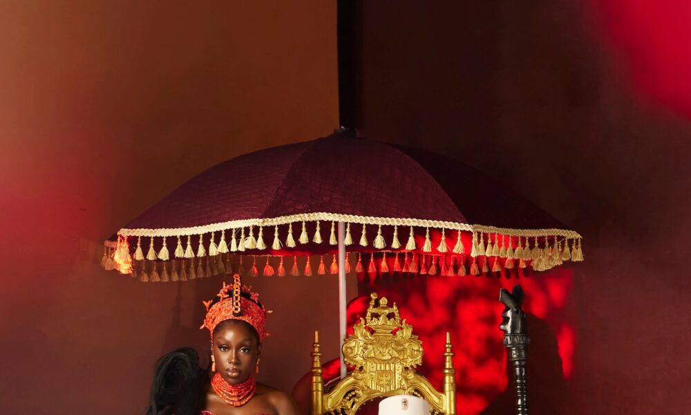 Zlatan Ibile & Davita Omoniyi Celebrate Edo Traditional Wedding in Regal Bridal Attire