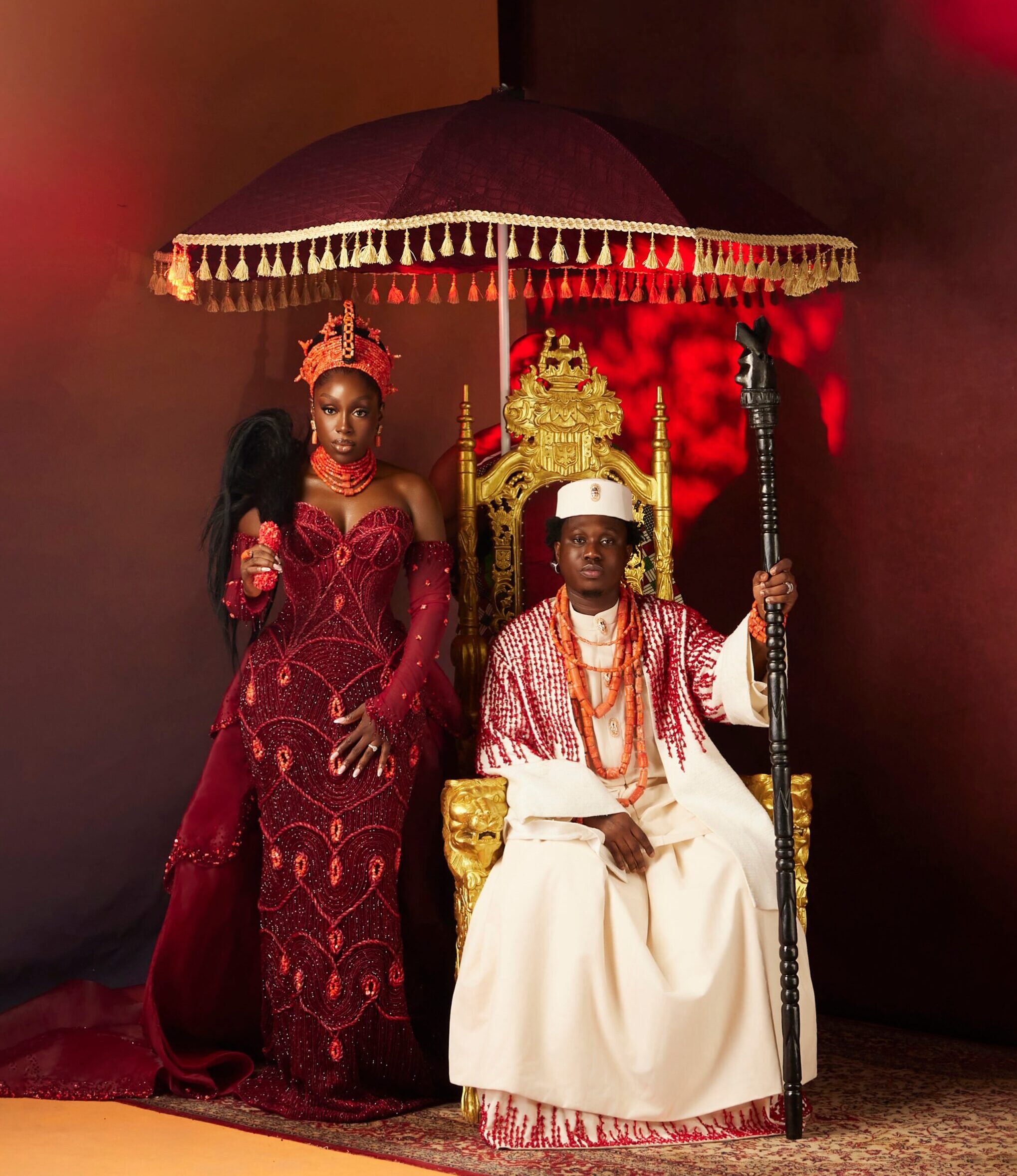 A Royal Love Story! Zlatan Ibile & Davita Omoniyi’s Edo Traditional Wedding Looks