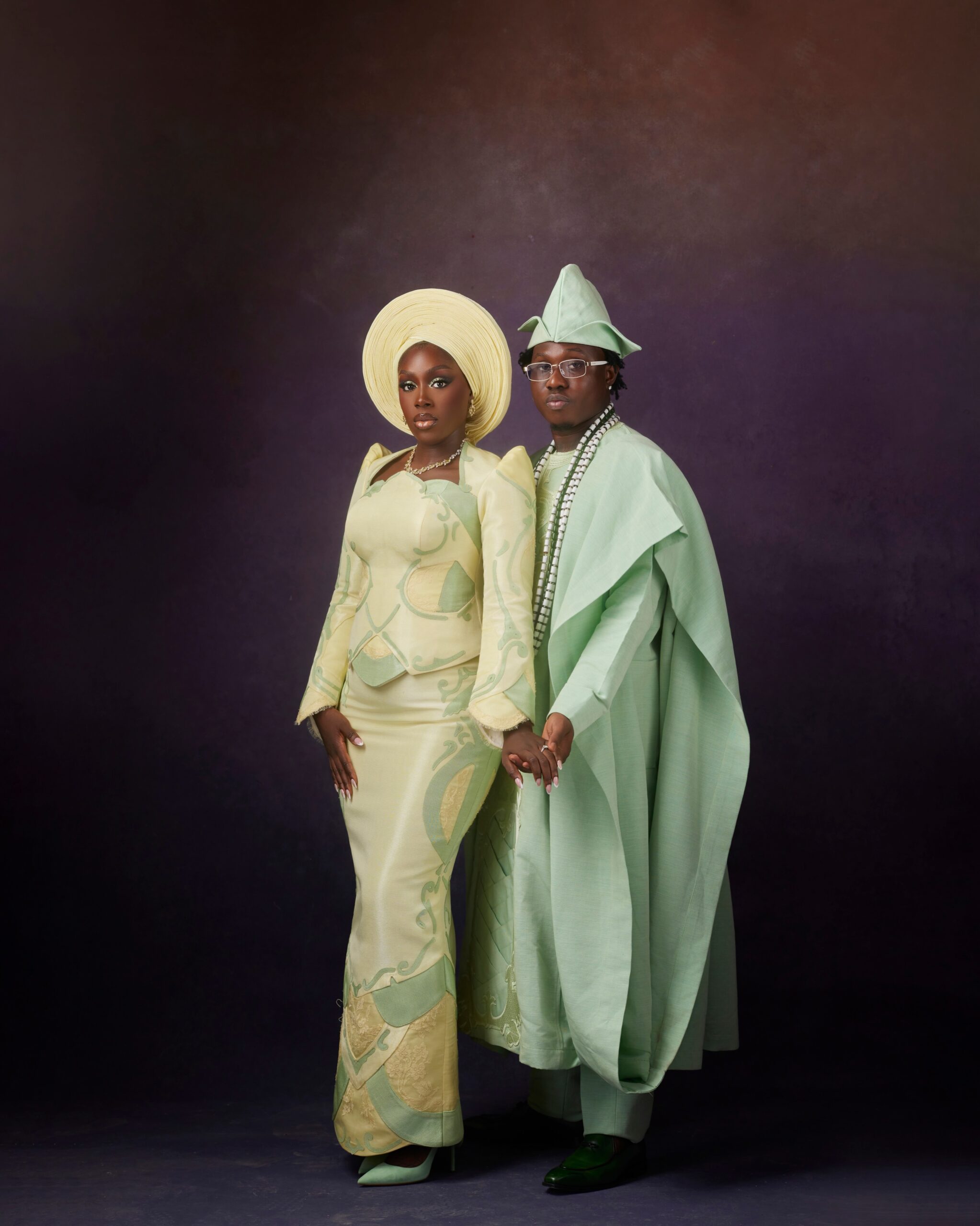 Zlatan Ibile and Davita Omoniyi Showcase Yoruba Roots in Lemon‑Yellow and Mint‑Green Ensembles